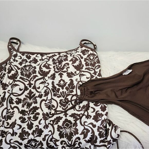 Croft and Barrow top size 14 Apt 9 bottom size 10 tankini brown - Picture 1 of 8